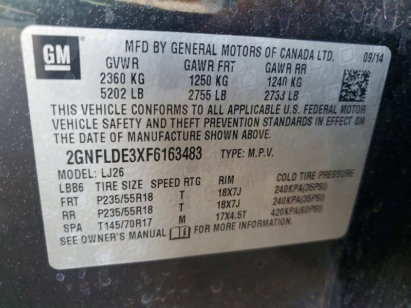 2015 Chevrolet Equinox მანქანა იყიდება აუქციონზე, vin: 2GNFLDE3XF6163483, აუქციონის ნომერი: 56647646