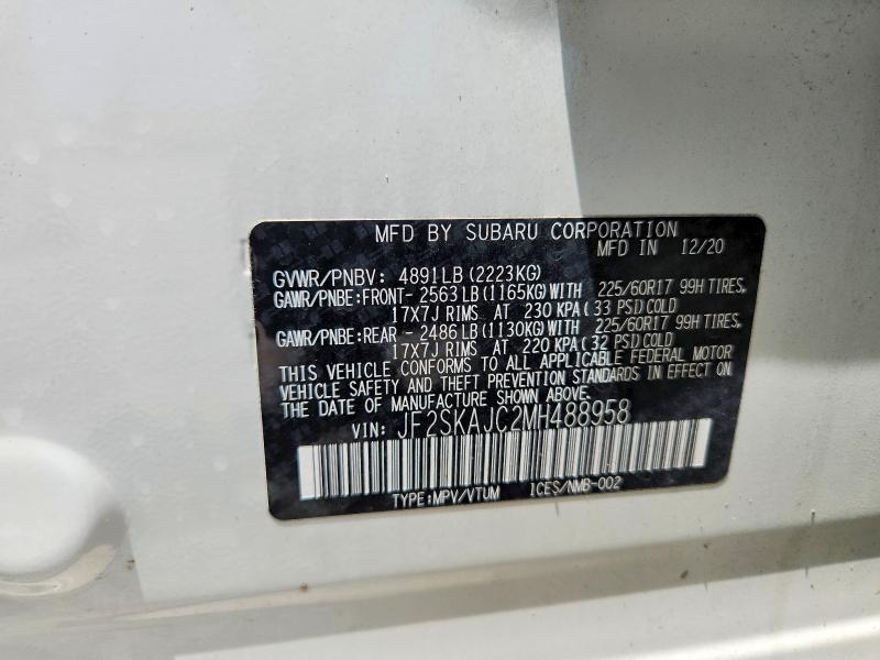 Продаж на аукціоні авто 2021 Subaru Forester, vin: JF2SKAJC2MH488958, номер лоту: 57528816