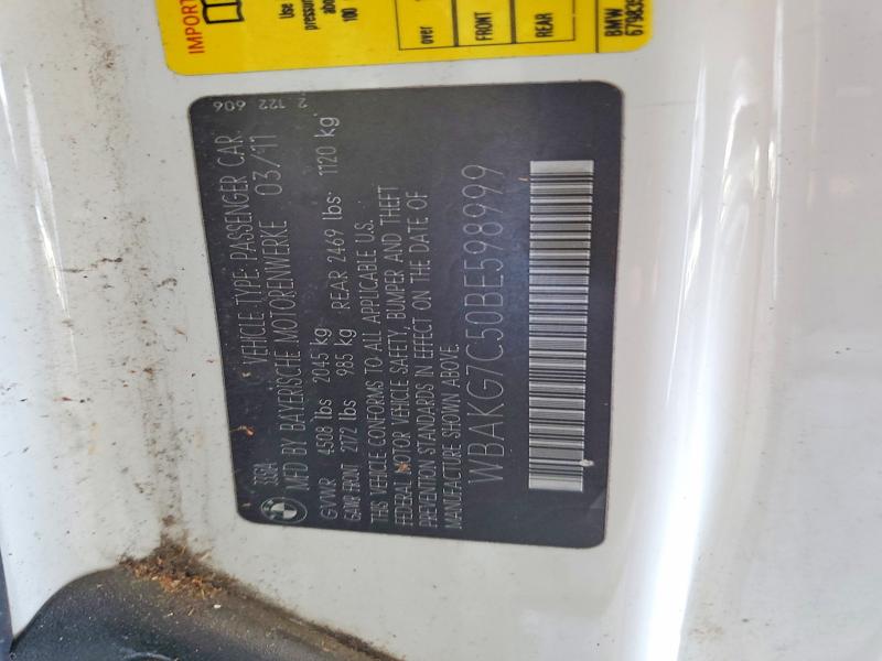 Продаж на аукціоні авто 2011 Bmw 335, vin: WBAKG7C50BE598999, номер лоту: 59638986