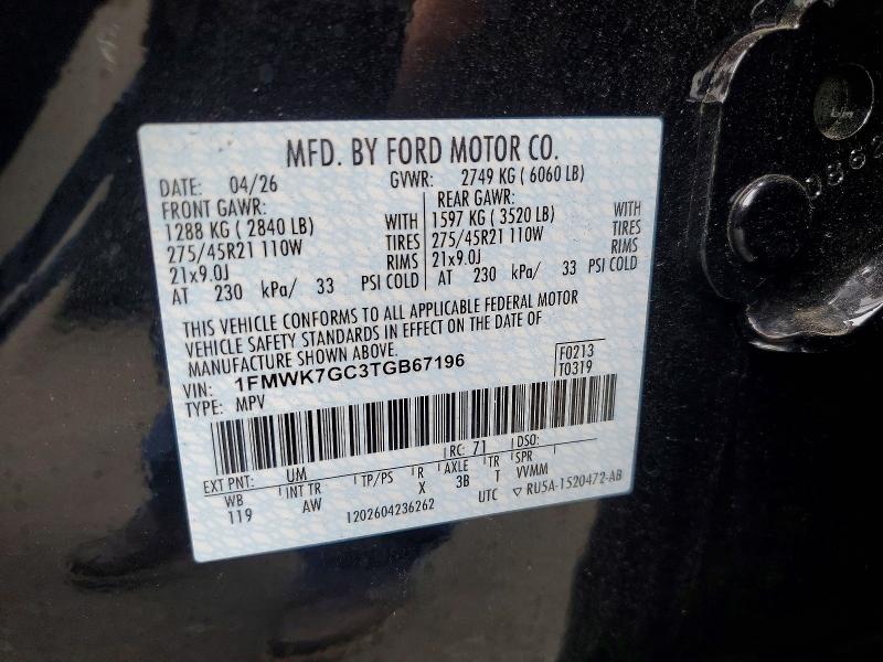 Продаж на аукціоні авто 2026 Ford Explorer, vin: 1FMWK7GC3TGB67196, номер лоту: 85452475
