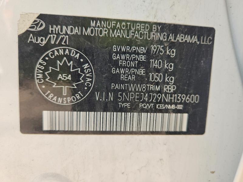 Продажа на аукционе авто 2022 Hyundai Sonata, vin: 5NPEJ4J29NH139600, номер лота: 55491476