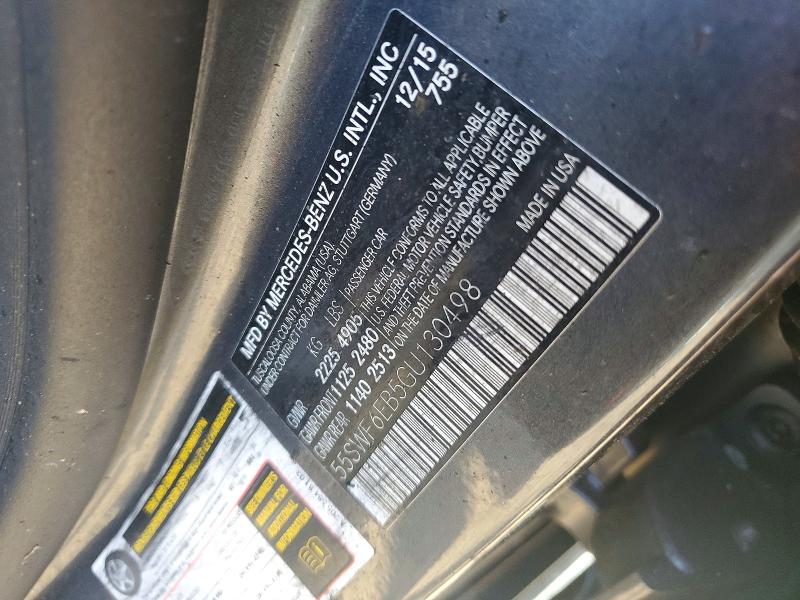 56095406 :رقم المزاد ، 55SWF6EB5GU130498 vin ، 2016 Mercedes-benz C مزاد بيع