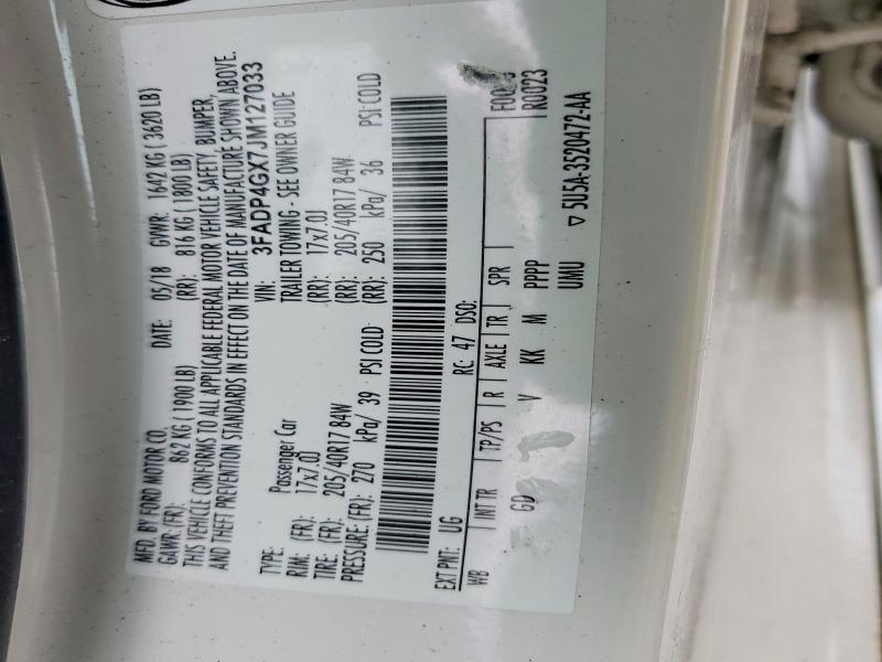 56189906 :رقم المزاد ، 3FADP4GX7JM127033 vin ، 2018 Ford Fiesta مزاد بيع