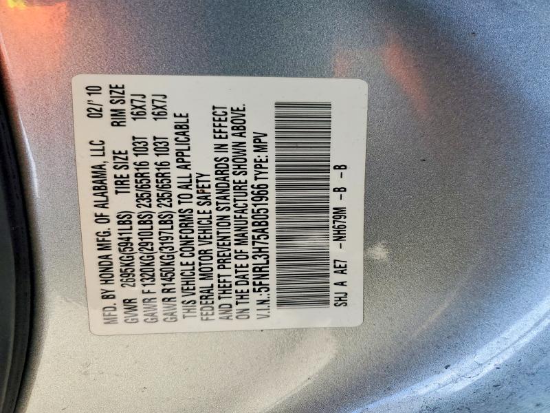 Продажа на аукционе авто 2010 Honda Odyssey, vin: 5FNRL3H75AB051966, номер лота: 58319136