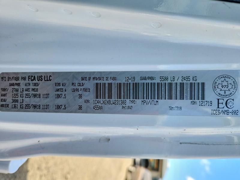 Продаж на аукціоні авто 2020 Jeep Wrangler Unlimited, vin: 1C4HJXEN9LW231302, номер лоту: 55644216