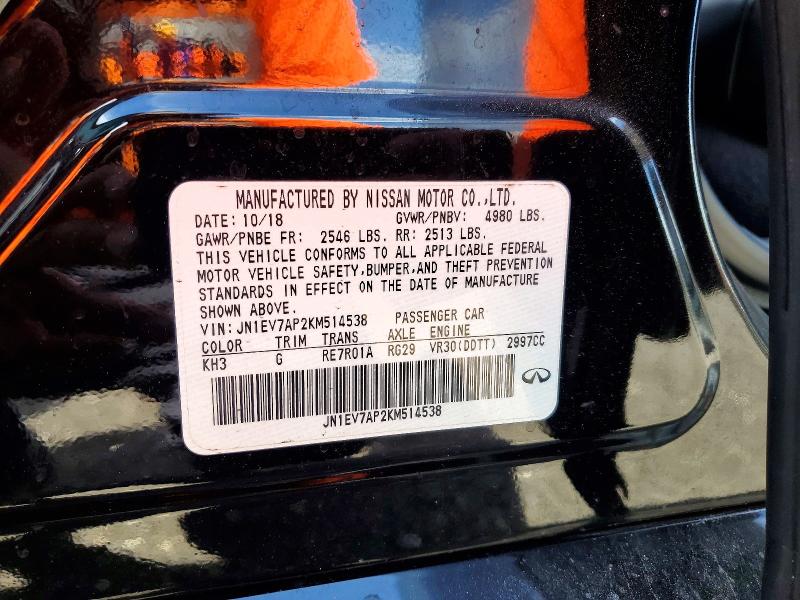 Aukcja sprzedaży 2019 Infiniti Q50, vin: JN1EV7AP2KM514538, numer aukcji: 58225346