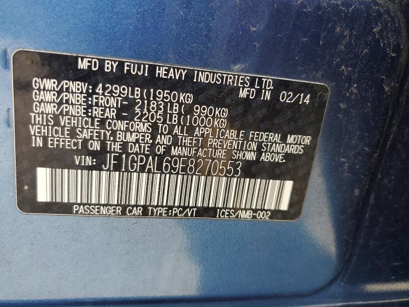 Aukcja sprzedaży 2014 Subaru Impreza, vin: JF1GPAL69E8270553, numer aukcji: 57718116