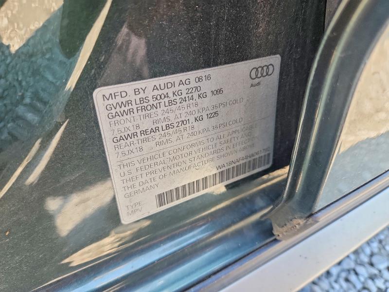 2017 Audi A4 Allroad მანქანა იყიდება აუქციონზე, vin: WA18NAF44HA061792, აუქციონის ნომერი: 56755816