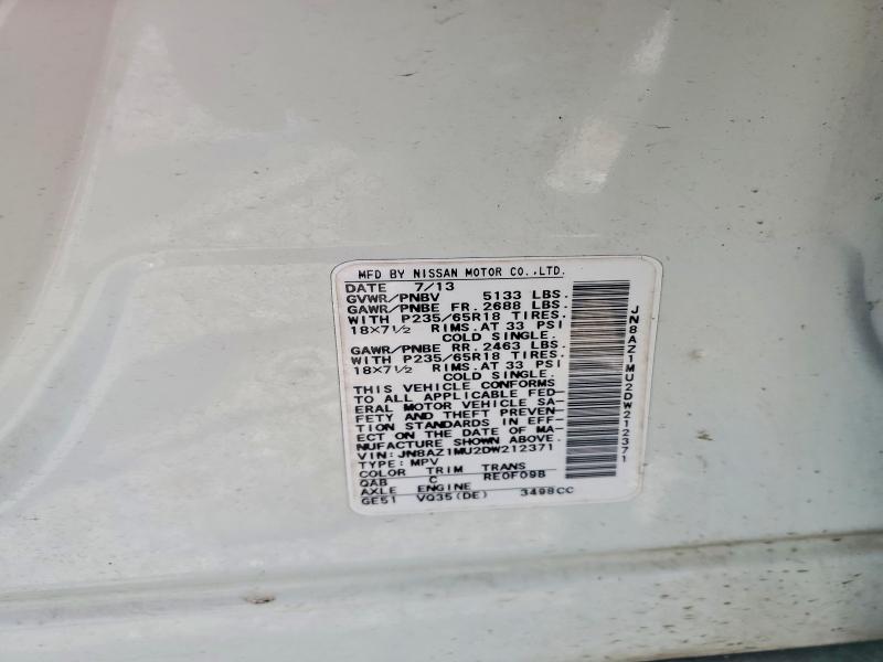 Продажа на аукционе авто 2013 Nissan Murano, vin: JN8AZ1MU2DW212371, номер лота: 56662256