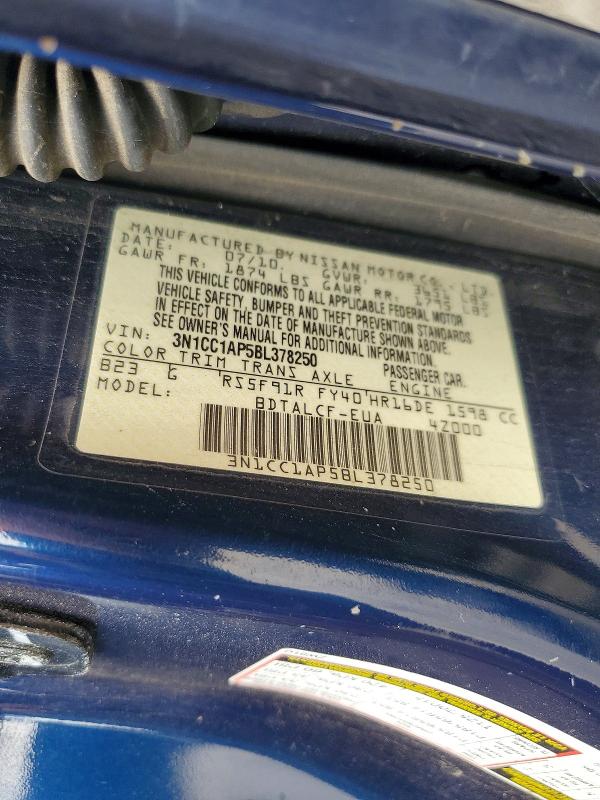 58072036 :رقم المزاد ، 3N1CC1AP5BL378250 vin ، 2011 Nissan Versa مزاد بيع