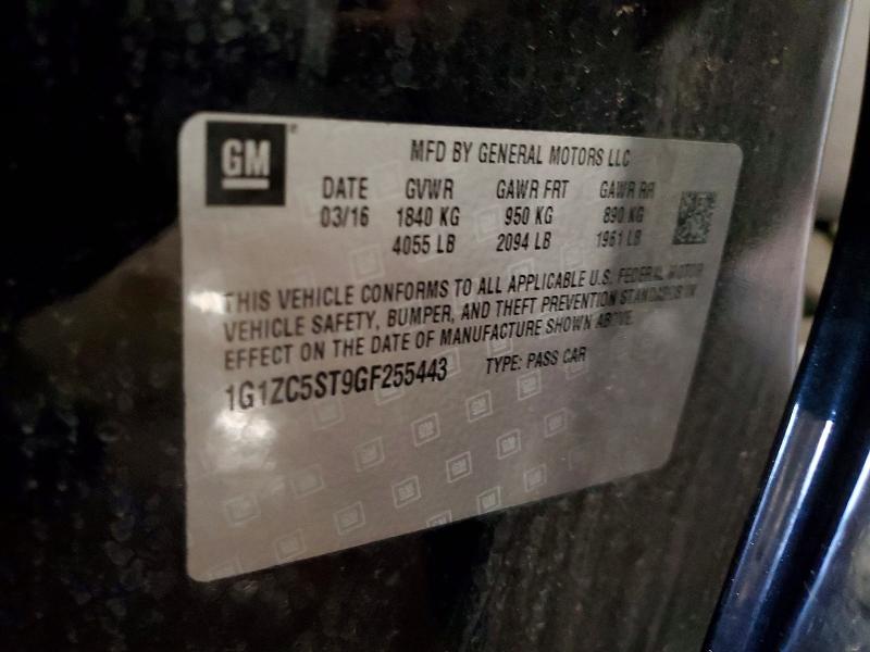 59175486 :رقم المزاد ، 1G1ZC5ST9GF255443 vin ، 2016 Chevrolet Malibu مزاد بيع