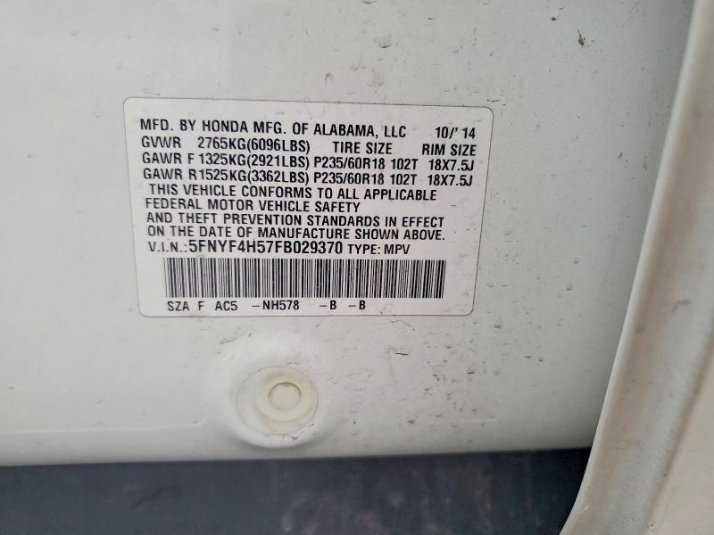 Продаж на аукціоні авто 2015 Honda Pilot, vin: 5FNYF4H57FB029370, номер лоту: 57625606