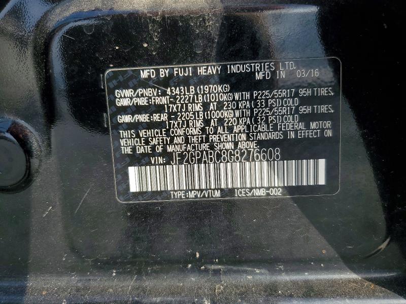 2016 Subaru Crosstrek მანქანა იყიდება აუქციონზე, vin: JF2GPABC8G8276608, აუქციონის ნომერი: 58030666