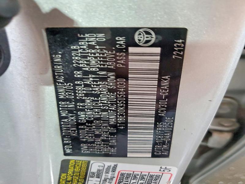 2005 Toyota Camry მანქანა იყიდება აუქციონზე, vin: 4T1BE30K95U564030, აუქციონის ნომერი: 57695416
