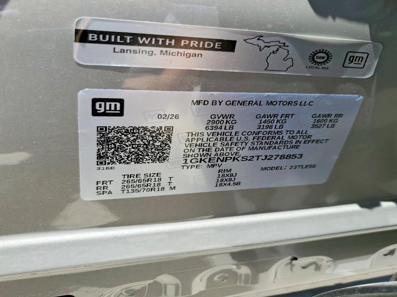 Aukcja sprzedaży 2026 Gmc Acadia, vin: 1GKENPKS2TJ278853, numer aukcji: 57169746