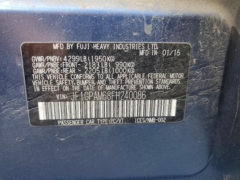 Продаж на аукціоні авто 2015 Subaru Impreza, vin: JF1GPAM68FH240086, номер лоту: 55845586