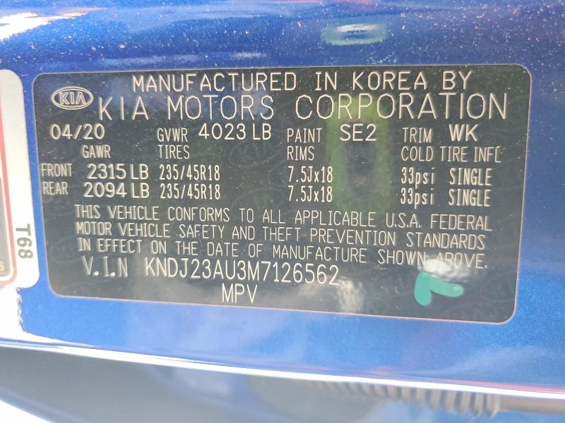 57597356 :رقم المزاد ، KNDJ23AU3M7126562 vin ، 2021 Kia Soul مزاد بيع