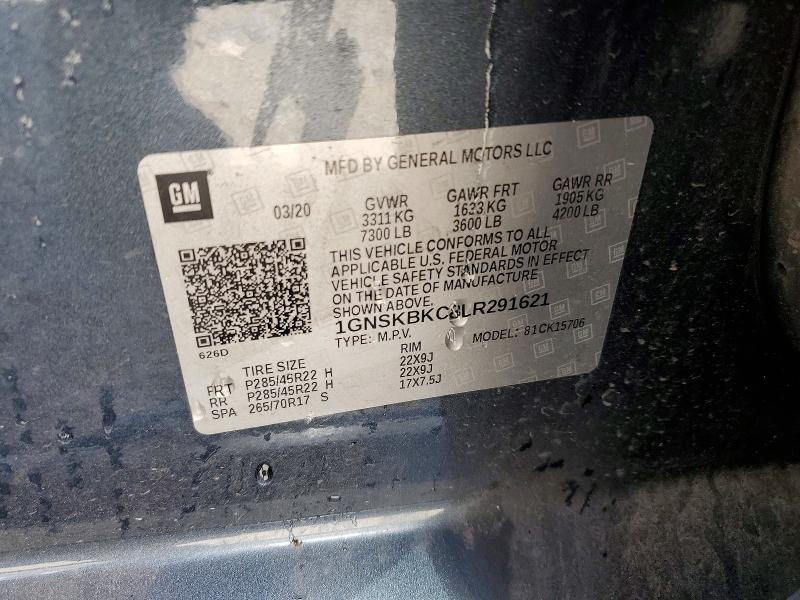 55942676 :رقم المزاد ، 1GNSKBKC8LR291621 vin ، 2020 Chevrolet Tahoe مزاد بيع