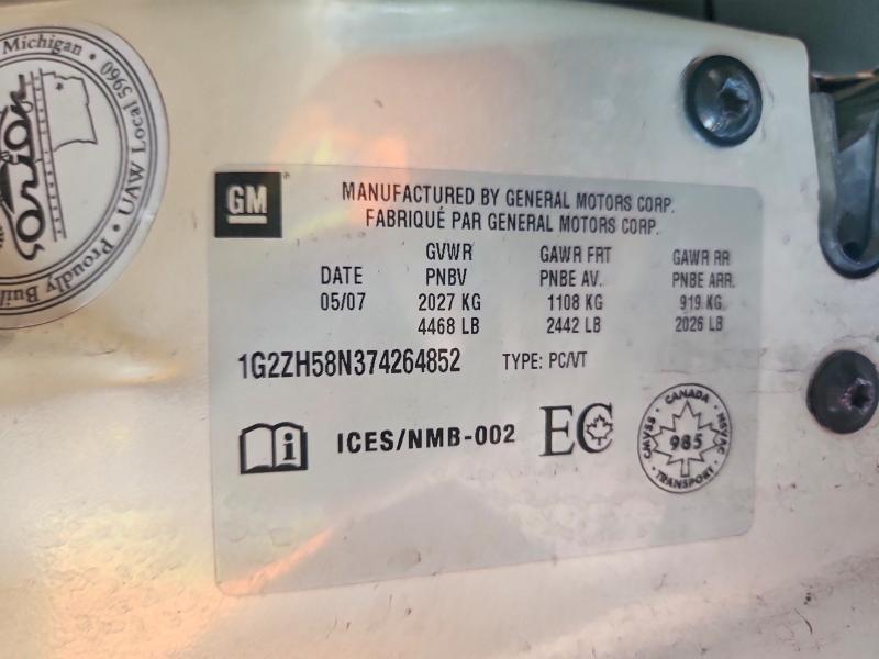 Aukcja sprzedaży 2007 Pontiac G6, vin: 1G2ZH58N374264852, numer aukcji: 55696486