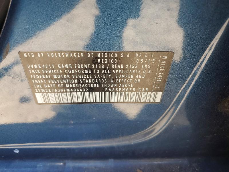 Продажа на аукционе авто 2015 Volkswagen Jetta, vin: 3VW2K7AJ0FM406432, номер лота: 55387966