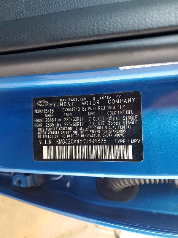 Aukcja sprzedaży 2019 Hyundai Tucson, vin: KM8J2CA45KU894828, numer aukcji: 57293536