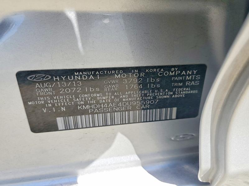 58843646 :رقم المزاد ، KMHDH4AE4DU955907 vin ، 2013 Hyundai Elantra مزاد بيع