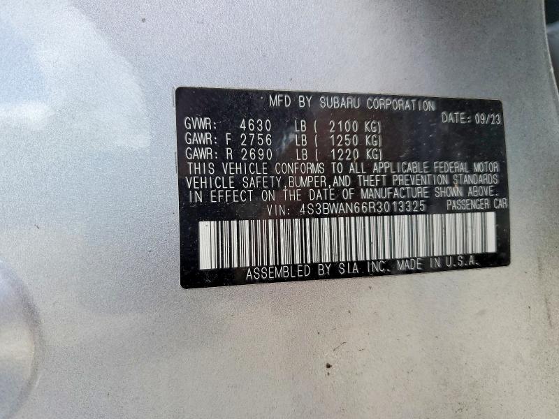 2024 Subaru Legacy მანქანა იყიდება აუქციონზე, vin: 4S3BWAN66R3013325, აუქციონის ნომერი: 57477886