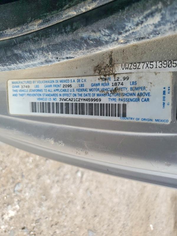 2000 Volkswagen New Beetle მანქანა იყიდება აუქციონზე, vin: 3VWCA21C2YM459969, აუქციონის ნომერი: 57736196