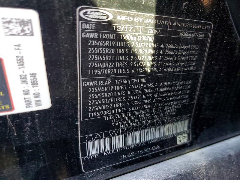 56755316 :رقم المزاد ، SALWR2RK6JA185546 vin ، 2018 Land Rover Range Rover Sport مزاد بيع