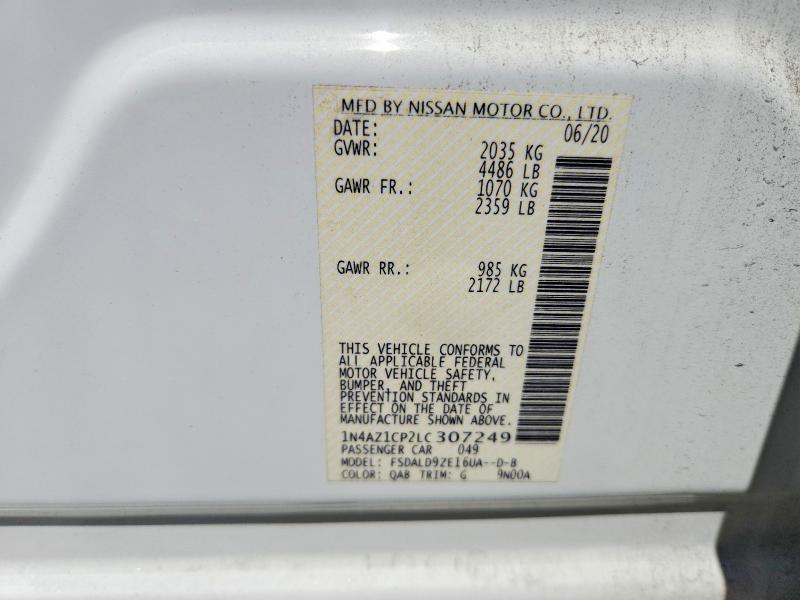 Auction sale of the 2020 Nissan Leaf, vin: 1N4AZ1CP2LC307249, lot number: 58072186