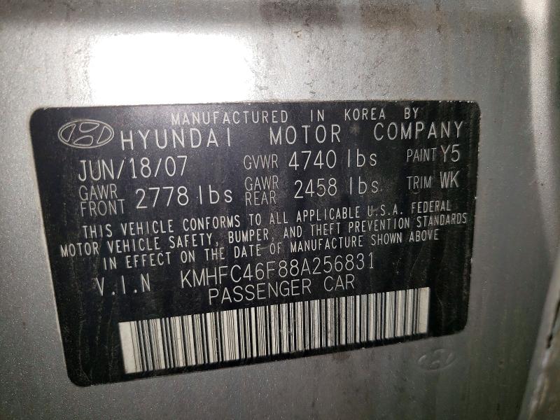 55755276 :رقم المزاد ، KMHFC46F88A256831 vin ، 2008 Hyundai Azera مزاد بيع