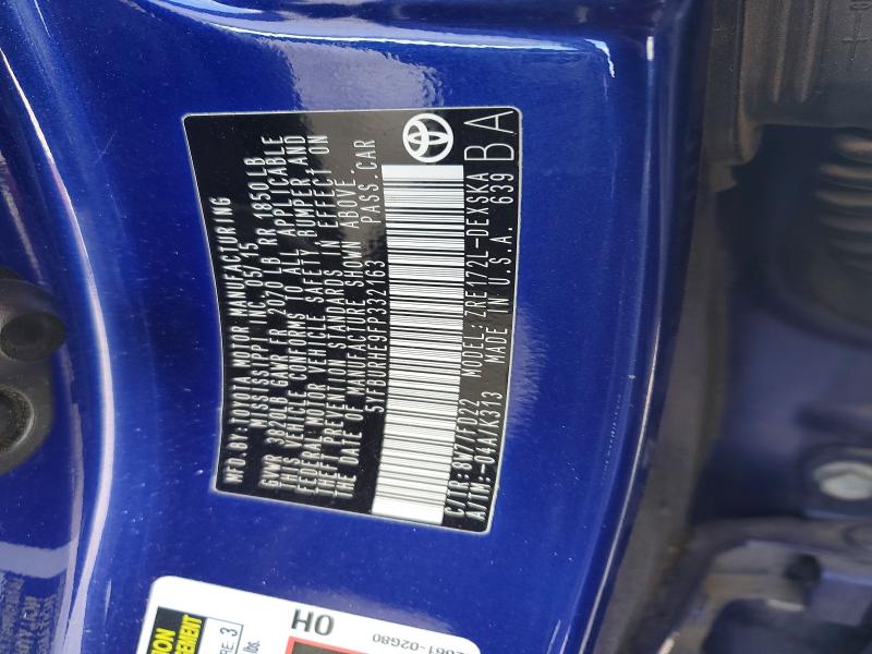 2015 Toyota Corolla მანქანა იყიდება აუქციონზე, vin: 5YFBURHE9FP332163, აუქციონის ნომერი: 58980316