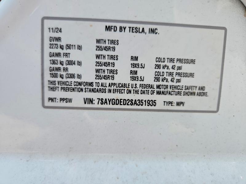 Aukcja sprzedaży 2025 Tesla Model Y, vin: 7SAYGDED2SA351935, numer aukcji: 58636156