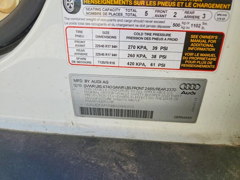 57264306 :رقم المزاد ، WAUDFAFM9BA099203 vin ، 2011 Audi A3 مزاد بيع