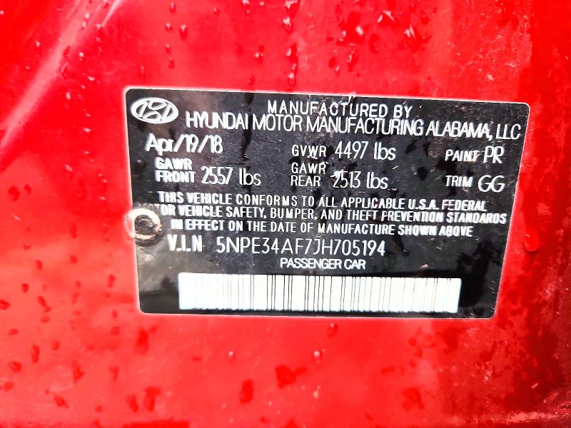 Продаж на аукціоні авто 2018 Hyundai Sonata, vin: 5NPE34AF7JH705194, номер лоту: 56252616