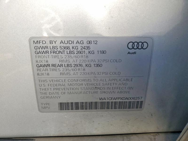 Auction sale of the 2013 Audi Q5, vin: WA1CFAFPXDA006257, lot number: 57394636