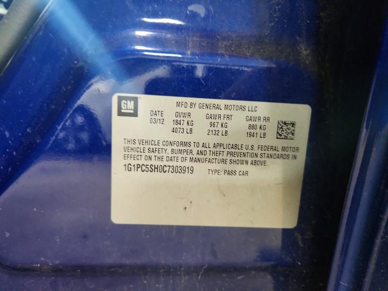 Продаж на аукціоні авто 2012 Chevrolet Cruze, vin: 1G1PC5SH0C7303919, номер лоту: 57044326