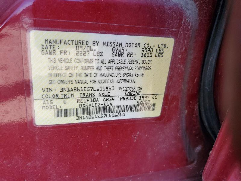 Aukcja sprzedaży 2007 Nissan Sentra, vin: 3N1AB61E57L606860, numer aukcji: 57059526