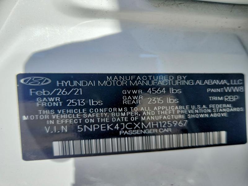58224716 :رقم المزاد ، 5NPEK4JCXMH125967 vin ، 2021 Hyundai Sonata مزاد بيع