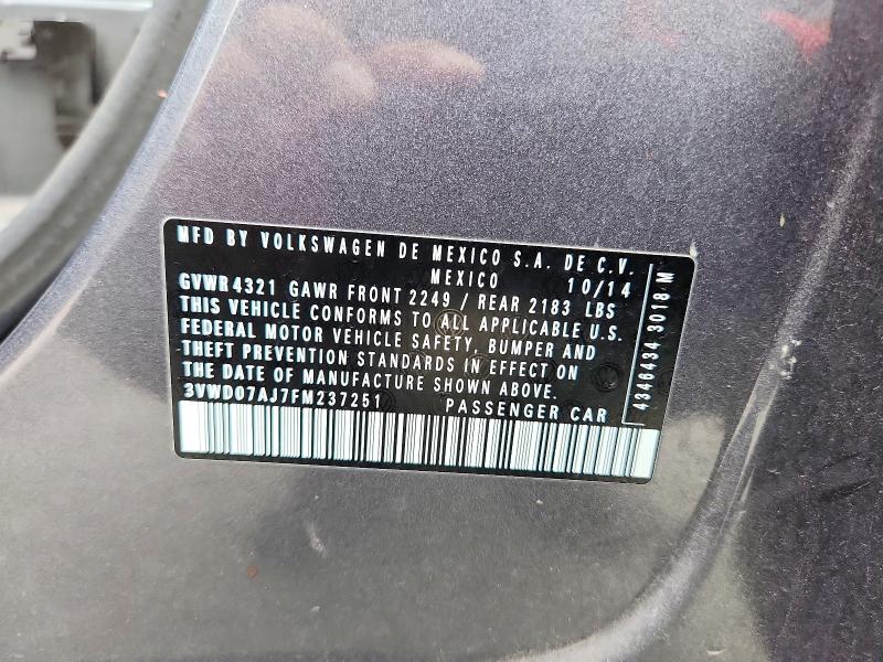 Продаж на аукціоні авто 2015 Volkswagen Jetta, vin: 3VWD07AJ7FM237251, номер лоту: 59225306