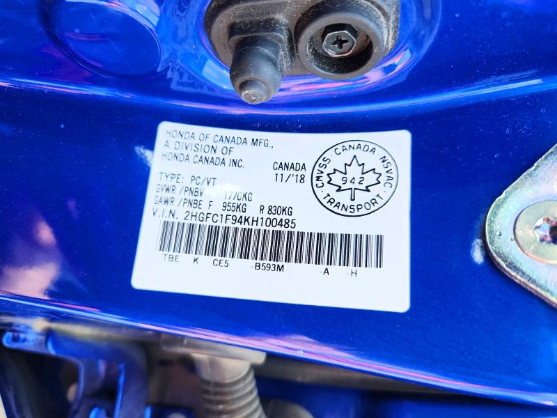Aukcja sprzedaży 2019 Honda Civic, vin: 2HGFC1F94KH100485, numer aukcji: 56314016