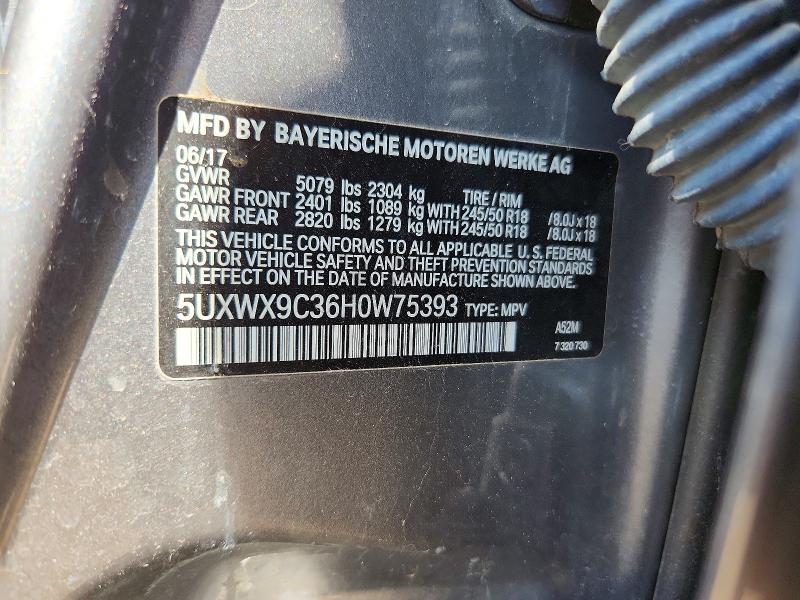 55342506 :رقم المزاد ، 5UXWX9C36H0W75393 vin ، 2017 Bmw X3 مزاد بيع