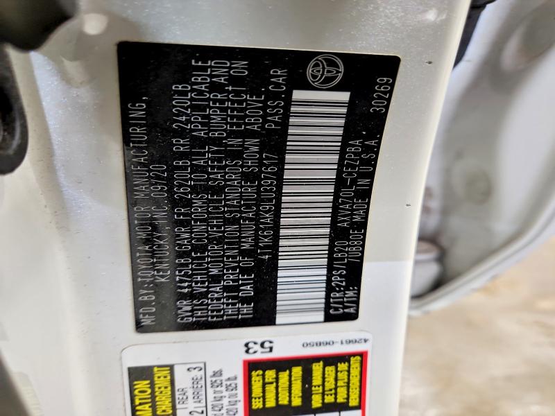 55652706 :رقم المزاد ، 4T1K61AK9LU397617 vin ، 2020 Toyota Camry مزاد بيع