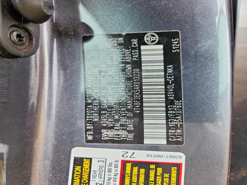 57311956 :رقم المزاد ، 4T4BF3EK5AR013230 vin ، 2010 Toyota Camry مزاد بيع