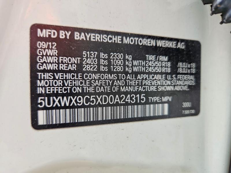 Aukcja sprzedaży 2013 Bmw X3, vin: 5UXWX9C5XD0A24315, numer aukcji: 59053756