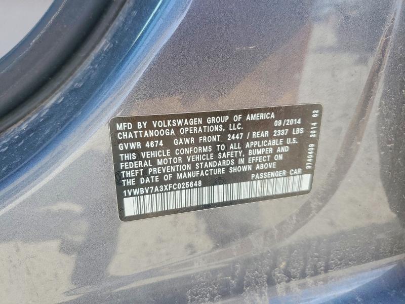Продажа на аукционе авто 2015 Volkswagen Passat, vin: 1VWBV7A3XFC025648, номер лота: 56445816