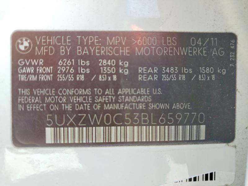 2011 Bmw X5 მანქანა იყიდება აუქციონზე, vin: 5UXZW0C53BL659770, აუქციონის ნომერი: 58148216