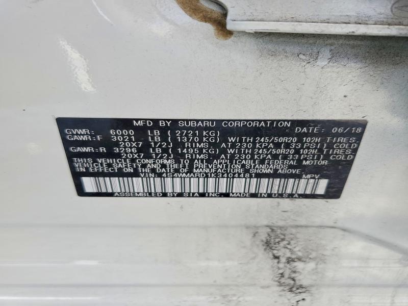 Aukcja sprzedaży 2019 Subaru Ascent, vin: 4S4WMARD1K3404481, numer aukcji: 58450936