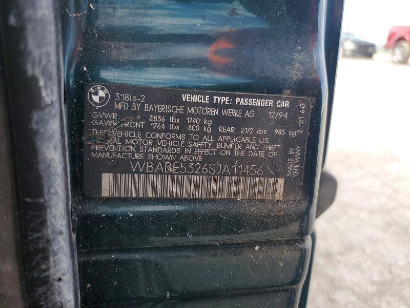 1995 Bmw 318 მანქანა იყიდება აუქციონზე, vin: WBABE5326SJA11456, აუქციონის ნომერი: 57111986