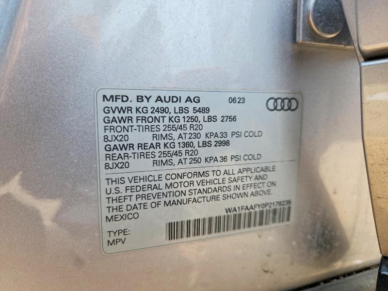 Продажа на аукционе авто 2023 Audi Q5, vin: WA1FAAFY0P2178235, номер лота: 57946126